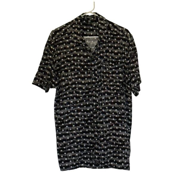 Volcom Men’s Classic Fit Black Short Sleeve Button-Up Shirt Surf Skate Print XL - Picture 2 of 8